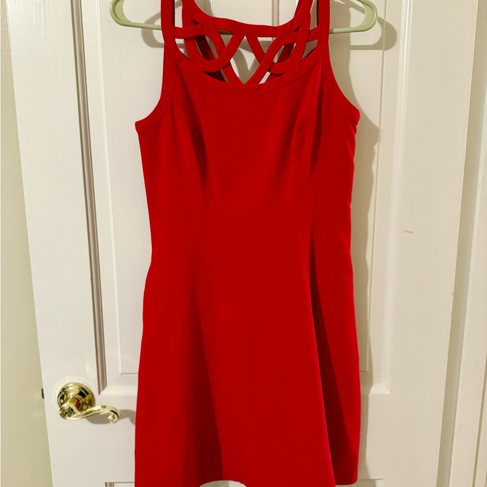 White House Black Market Red Sheath Mini Dress Halter Sleeveless for Cocktail